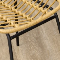 HOMCOM Set van 2 eetkamerstoelen in boho-stijl, accentstoel, PE-rotan, 44 cm x 58 cm x 85 cm, Natural+ zwart(m-9)