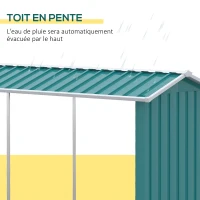 Outsunny Abri bûches de stockage pour bois de chauffage en acier galvanisé 240 x 86 x 160 cm vert(m-6)
