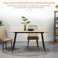 HOMCOM Skandi design eettafel, keukentafel, voor 4 personen, houtlook, 140 cm x 80 cm x 76 cm, naturel + zwart(m-4)