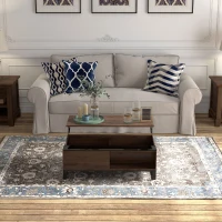 HOMCOM Stolik kawowy, stolik pomocniczy z regulowaną wysokością blatu, stolik do sofy ze stali(m-7)