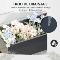 Outsunny Jardinière sur pieds carré potager avec trou de drainage acier galvanisé 100 x 30 x 80 cm noir(m-6)