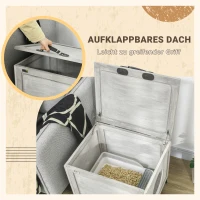 PawHut Szafka na kuwetę dla kota, kuweta z drzwiami, domek dla kota z uchwytem, jasnoszary(m-6)