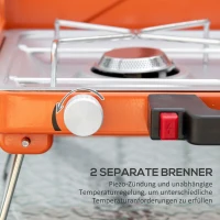 Outsunny Grill gazowy, grill stołowy BBQ z 2 palnikami, składany grill stołowy na gaz ze stali(m-5)