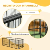 PawHut Recinto per Cani di piccola taglia con 6 pannelli per esterni e Interni, 82.5-150x79x61cm Metallo(m-7)