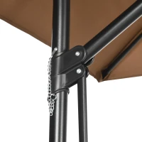 Outsunny Ombrellone da Giardino 3x2.5 m in Metallo e Poliestere a 6 Stecche con Base a Croce, Marrone(m-7)