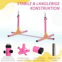 Regulowany Drążek Gimnastyczny HOMCOM dla Dzieci Różowy(m-6)