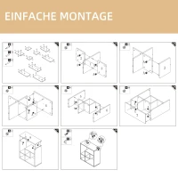 HOMCOM Półka ścienna, półka wisząca z 4 półkami, regał na książki do salonu(m-7)