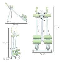 SPORTNOW Bauchtrainer, klappbar, 2 Gleitschienen, 2 Widerstandsbänder, Stahl, weiß, 95 x 40 x 90 cm(m-3)