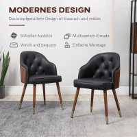 HOMCOM Krzesło do jadalni, zestaw 2 krzeseł z oparciem do kuchni, skóra ekologiczna(m-4)