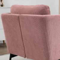 HOMCOM Poltroncina in Velluto a Coste con Gambe in Acciaio e Cuscino posteriore, 73x74x82cm, Rosa(m-7)