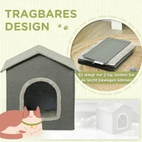 PawHut Domek dla kotów, kocia chata z dwoma drzwiami, koszyk dla kota z poduszką(m-5)