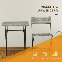 Outsunny Polyrattan 3 cz. zestaw bistro, zestaw mebli ogrodowych z rattanu(m-6)