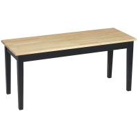 HOMCOM Moderne bank voor 2 personen, houten bank, massief hout, gelakt, naturel + zwart