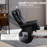 HOMCOM Fauteuil met voetenbank, relaxfauteuil, 360° draaibaar, verstelbare rugleuning, zwart+bruin(m-4)