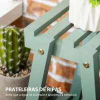 Outsunny Suporte de Madeira para Plantas de 3 Níveis Prateleira Decorativa de Plantas para Interior Exterior 46x26x76cm Verde(m-6)