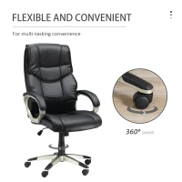 HOMCOM Home Office Chair High Back Computer Desk Chair with Faux Leather Adjustable Height Rocking Function Black(m-6)