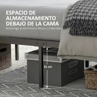 HOMCOM Cama de Matrimonio de Estilo Rústico 162x207 cm Cama Doble con Somier de Acero y Cabezal y Pie de Cama de Melamina(m-5)
