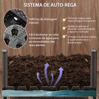 Outsunny Floreira com Rodas com Orifícios de Drenagem para Cultivo de Plantas em Exterior Pátio 50x50x33cm Marrom(m-5)
