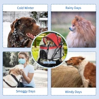 PawHut Rain Cover for Dog Pram Stroller, with Front and Rear Entry(m-6)