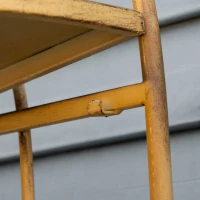 Outsunny Plantenstandaard, bloemenrek, 3 niveaus, roestvrij afwerking, metalen frame, lichtbruin, 36,5 x 36,5 x 108 cm(m-9)