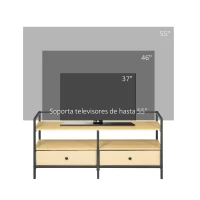 HOMCOM Mueble TV de Salón Mesa para TV de hasta 55 Pulgadas con 2 Cajones de Tela no Tejida y Marco de Acero 120x40x59 cm Roble(m-6)