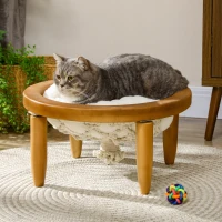 PawHut Katzenhängematte inkl. waschbaren Kissen, Katzenbett, Haustierbett, 50 cm x 50 cm x 27 cm, Natur + Braun(m-2)