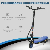 HOMCOM Trottinette électrique 120 W pliable pour enfant 7-14 ans 12 Km/h max. autonomie 10 Km max. bleu(m-4)