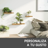 HOMCOM Juego de 3 Estantes Flotantes de Madera Balda de Pared para Salón Pasillo 50x18x3,6 cm 40x18x3,6 cm 30x18x3,6 cm Marrón(m-8)