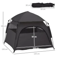 PawHut Tent voor huisdieren, hondentent, opvouwbaar, weerbestendig, hondenhok, voor grote honden, zwart(m-3)