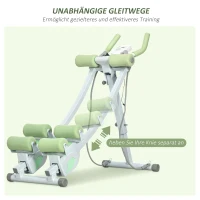 SPORTNOW Bauchtrainer, klappbar, 2 Gleitschienen, 2 Widerstandsbänder, Stahl, weiß, 95 x 40 x 90 cm(m-4)