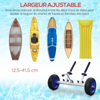 SPORTNOW Chariot de transport universel pour canoë, kayak, stand-up paddle largeur réglable béquille et 2 grandes roues(m-4)