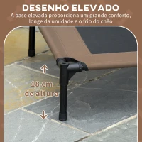 PawHut Cama Elevada para Animais de Estimação Portátil com Toldo Amovível Tecido Respirável 76x61x73cm Marrom(m-7)
