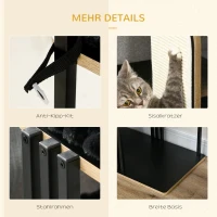 PawHut krabpaal, industrieel ontwerp, 2 platformen, 2 kussens, kraswand, stalen frame, zwart, 85 x 48 x 128 cm(m-6)