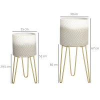 Outsunny Set van 2 bloemenstandaards, decoratief ontwerp, metalen frame, 30 x 30 x 67 cm(m-3)