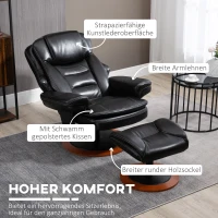 HOMCOM Fauteuil met voetenbank, relaxfauteuil, 360° draaibaar, verstelbare rugleuning, zwart+bruin(m-6)