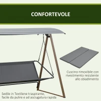 Outsunny Dondolo da giardino 3 posti con Tettuccio regolabile in acciaio, 224x133x173cm, grigio(m-6)