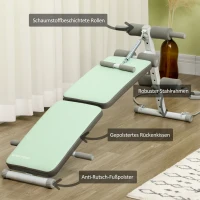SPORTNOW Trainingsbank, buiktrainer, in hoogte verstelbaar, opvouwbaar, 2 weerstandsbanden, staal, groen, 51 x 137 x 50-66 cm(m-8)