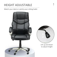HOMCOM Home Office Chair High Back Computer Desk Chair with Faux Leather Adjustable Height Rocking Function Black(m-4)