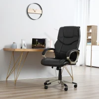HOMCOM Home Office Chair High Back Computer Desk Chair with Faux Leather Adjustable Height Rocking Function Black(m-10)