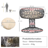 PawHut Katzenbett in Weinglasform, inkl. waschbarem Kissen, Katzenkorb, Haustierbett, Violett(m-3)