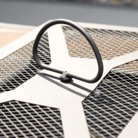 Outsunny Open haard met vonkbescherming, inclusief pook en afdekking, weerbestendig, bruin+zwart(m-8)