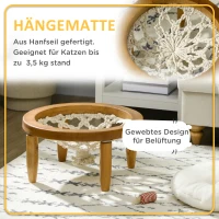 PawHut Katzenhängematte inkl. waschbaren Kissen, Katzenbett, Haustierbett, 50 cm x 50 cm x 27 cm, Natur + Braun(m-5)