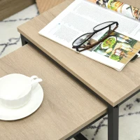 HOMCOM zestaw 3 stolików kawowych, stolik pomocniczy, stolik do sofy z wykończeniem imitującym drewno, stal(m-8)