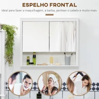 HOMCOM Armário de Parede para Casa de Banho com Espelho 2 Portas e Prateleira de Armazenamento 80x20x65cm Branco(m-5)