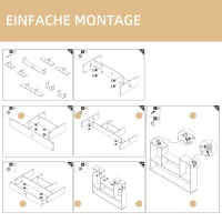 HOMCOM Półka ścienna, półka wisząca z 5 półkami, regał na książki do salonu(m-7)