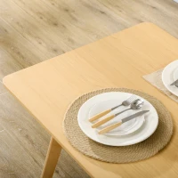 HOMCOM Esstisch, Küchentisch, Tischplatte in Holzoptik, Beine aus Buchenholz, 140 x 70 x 75 cm(m-8)