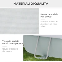 Outsunny Piscina Fuori Terra con Telaio in Acciaio, Filtro e Scaletta per 8 Persone, 540x304x106cm, Grigio(m-5)