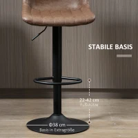 HOMCOM Barkruk Set van 2 in retrodesign, met voetensteun, verstelbaar in hoogte, 43 cm x49,5 cm x 111 cm(m-7)