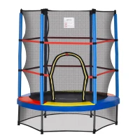 HOMCOM Cama Elástica Infantil Trampolín para Niños de 3-6 Años con Red de Seguridad Carga 45 kg Ø140x160 cm Multicolor(m-10)