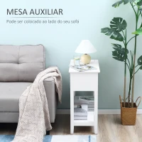 HOMCOM Mesa de Apoio com Tampa Abatível Prateleira de Armazenamento e Orifício para Cabos Oculto 60,5x32,5x70cm Branco(m-4)